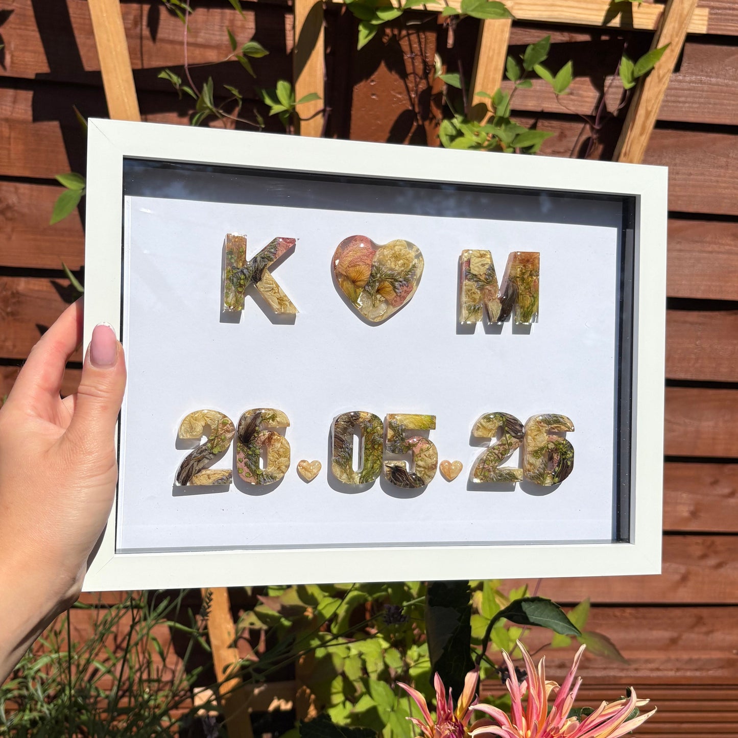 Initial Anniversary Date Frame - White A4 'Heart'
