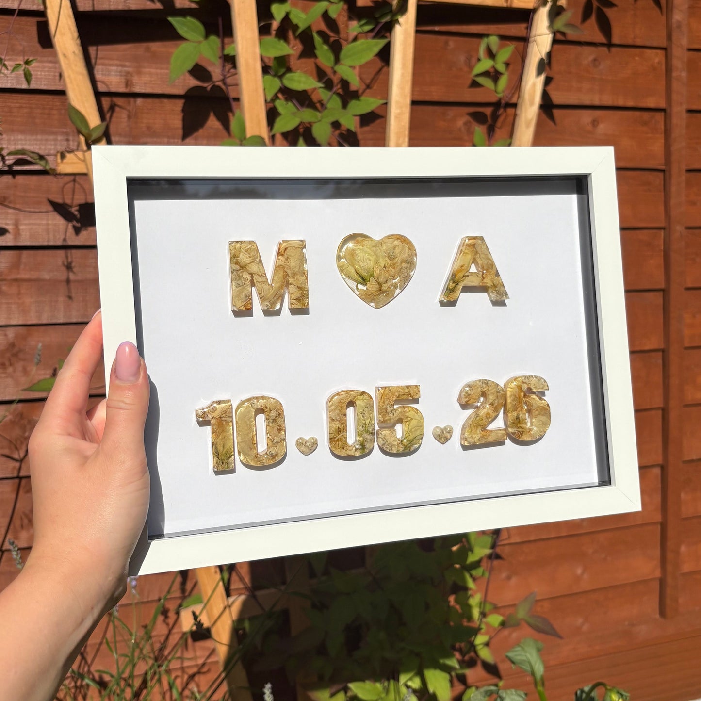 Initial Anniversary Date Frame - White A4 'Heart'