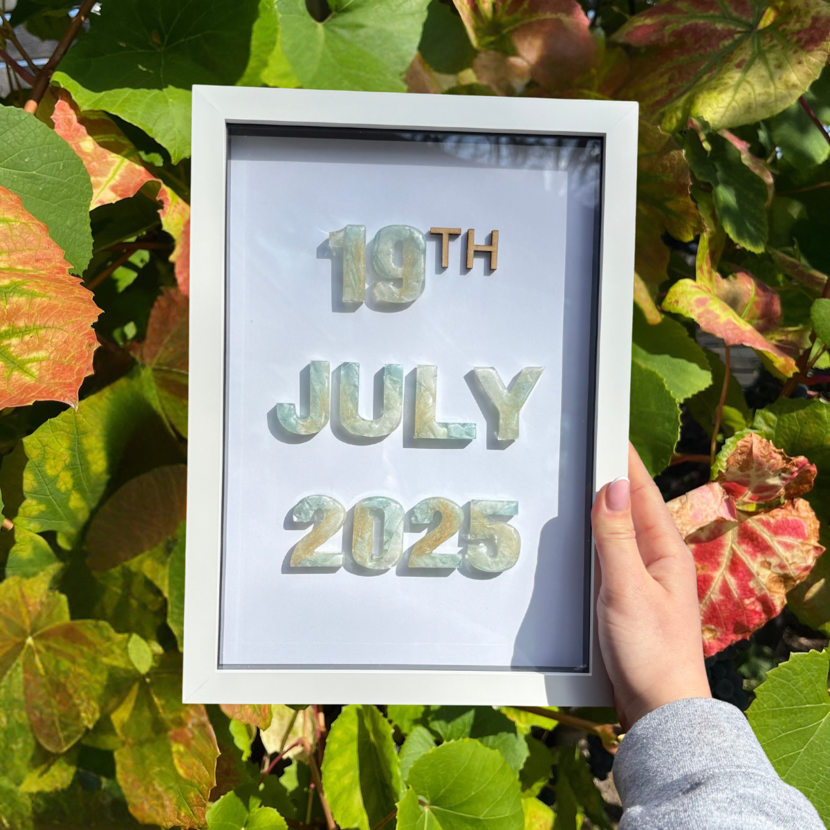 Day Month Year Anniversary Frame - White A4