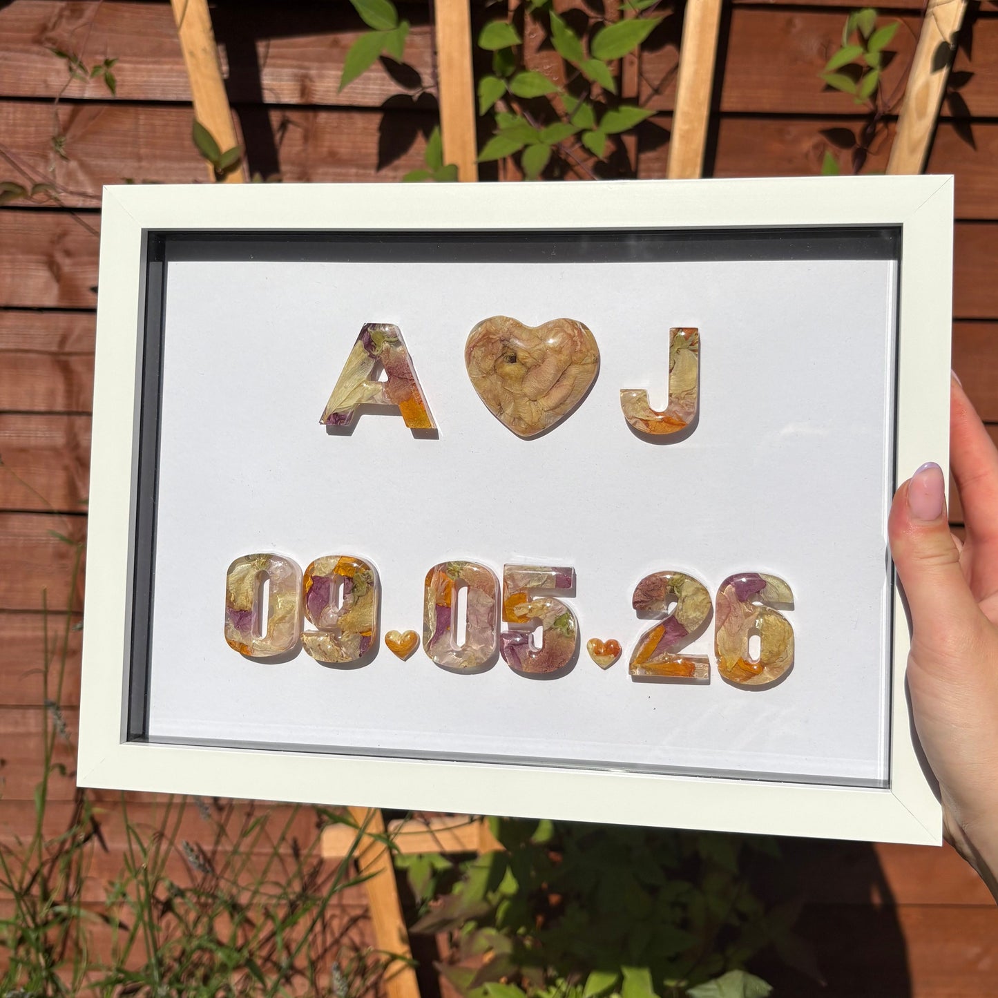 Initial Anniversary Date Frame - White A4 'Heart'