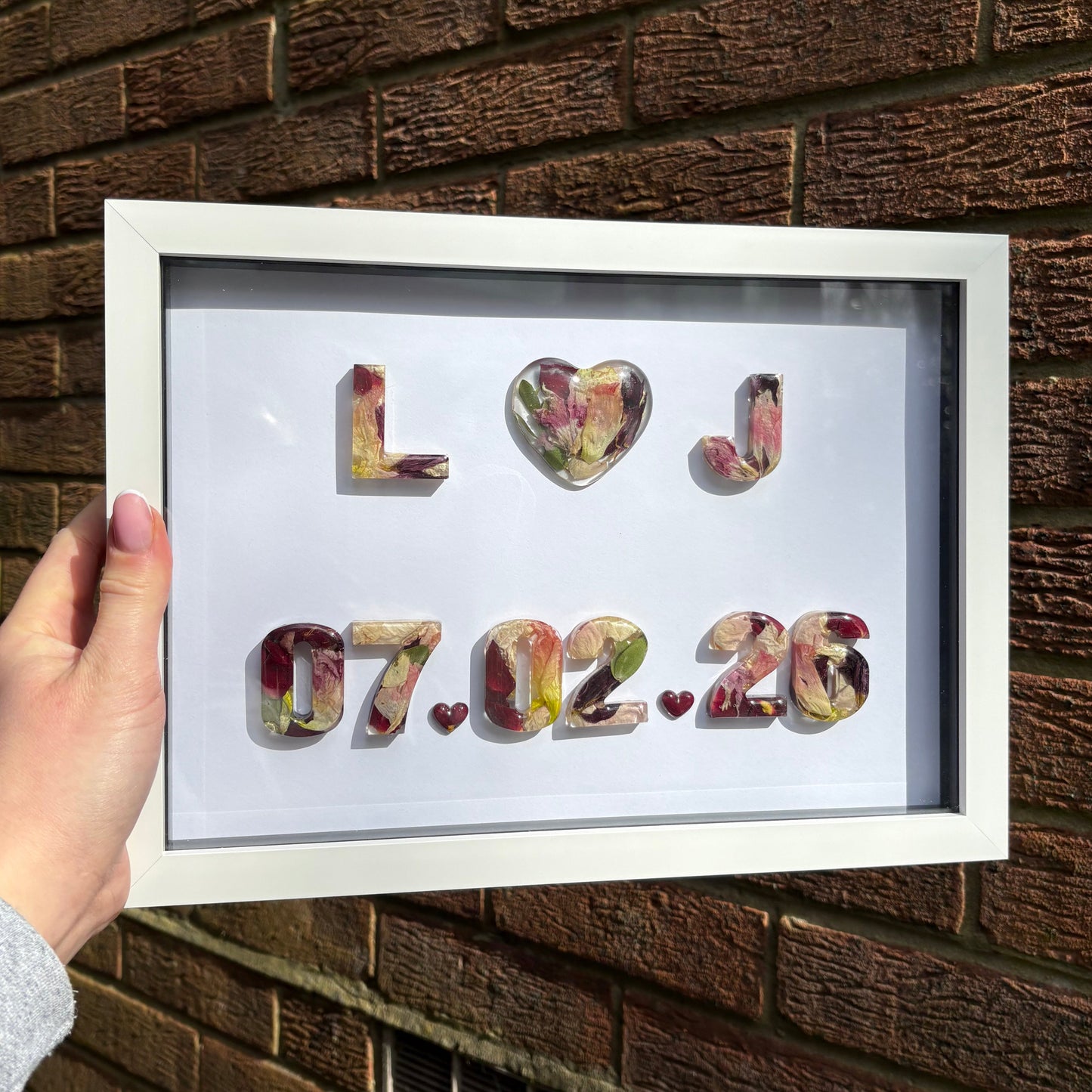Initial Anniversary Date Frame - White A4 'Heart'