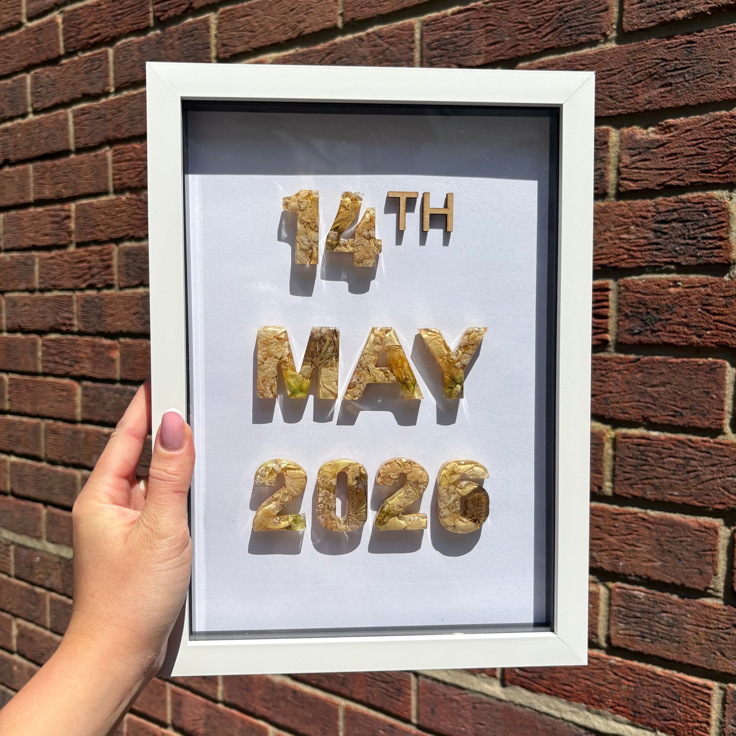 Day Month Year Anniversary Frame - White A4
