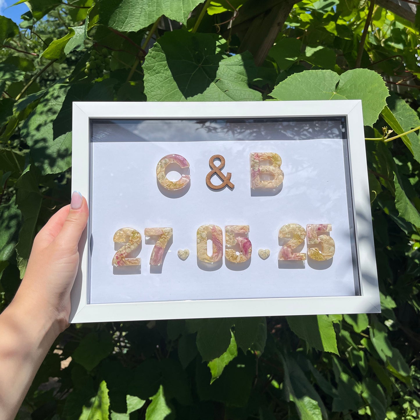 Initial Anniversary Date Frame - White A4 '&'