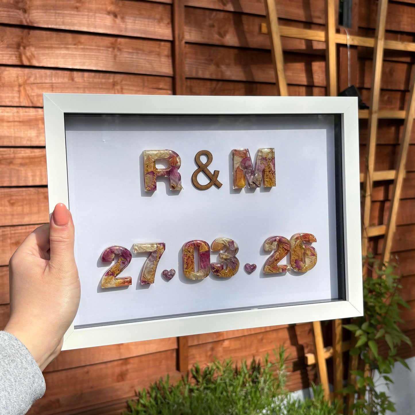 Initial Anniversary Date Frame - White A4 '&'