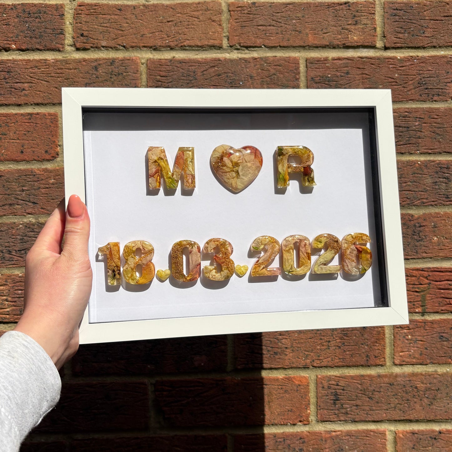 Initial Anniversary Date Frame - White A4 'Heart'