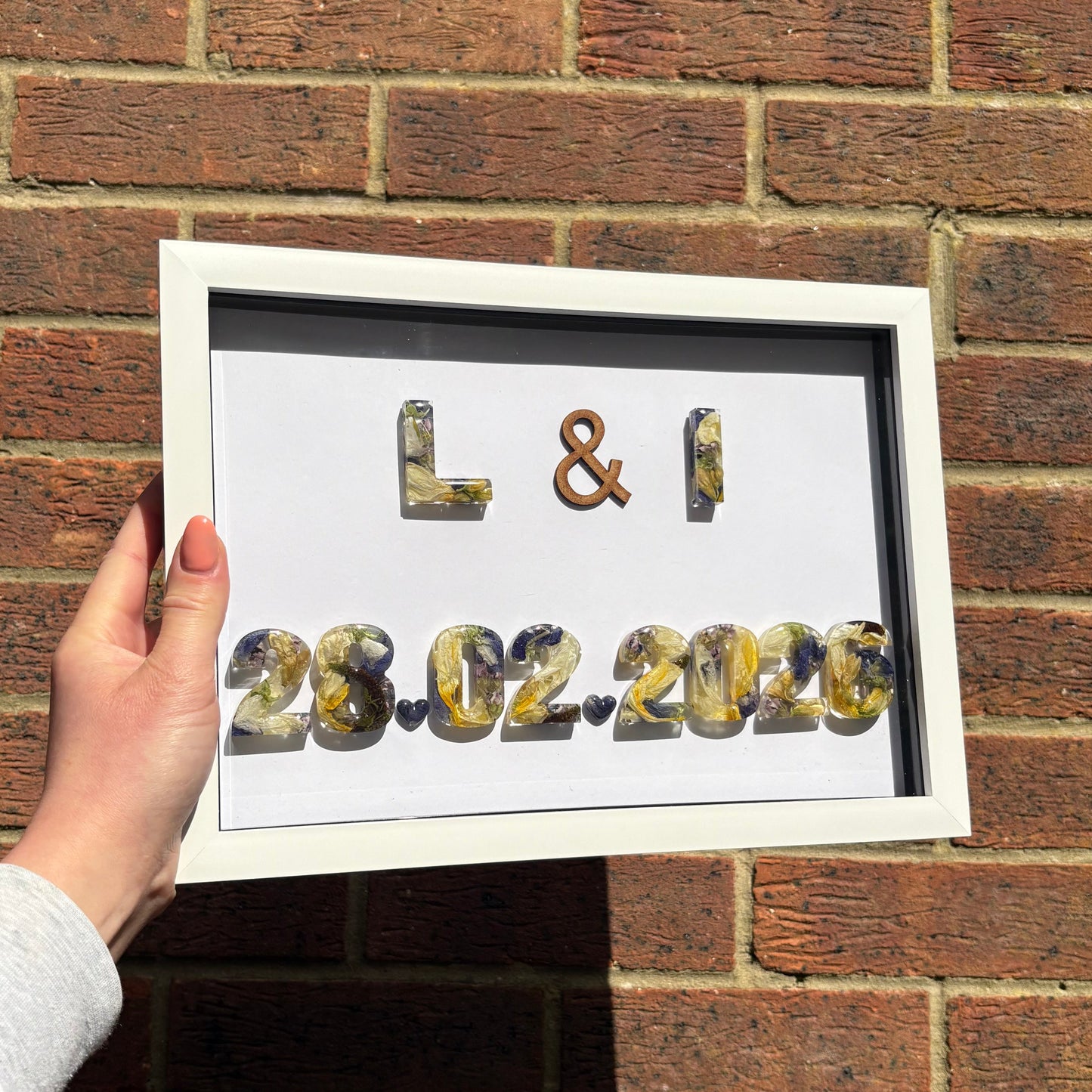 Initial Anniversary Date Frame - White A4 '&'