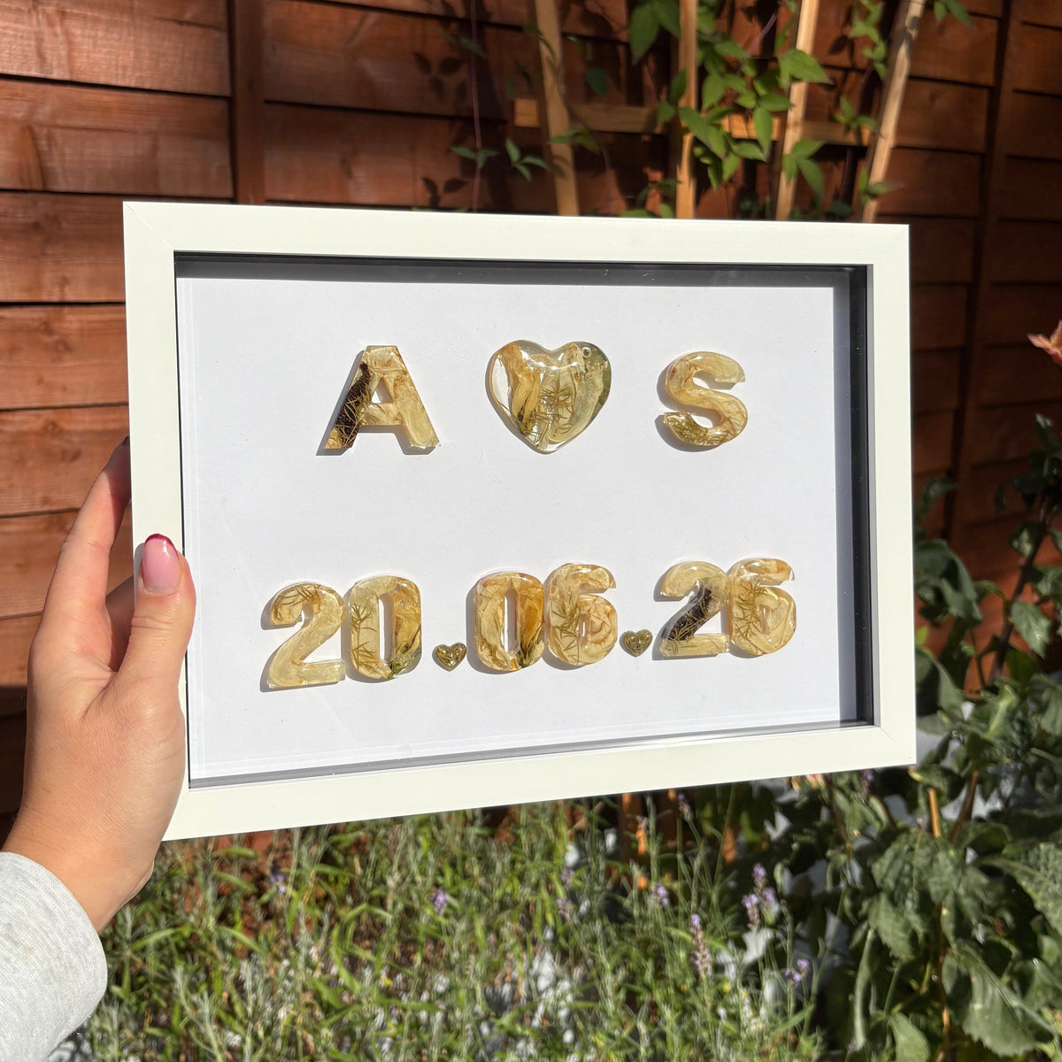 A4 'Heart' White or Black Initial Anniversary Date Frame