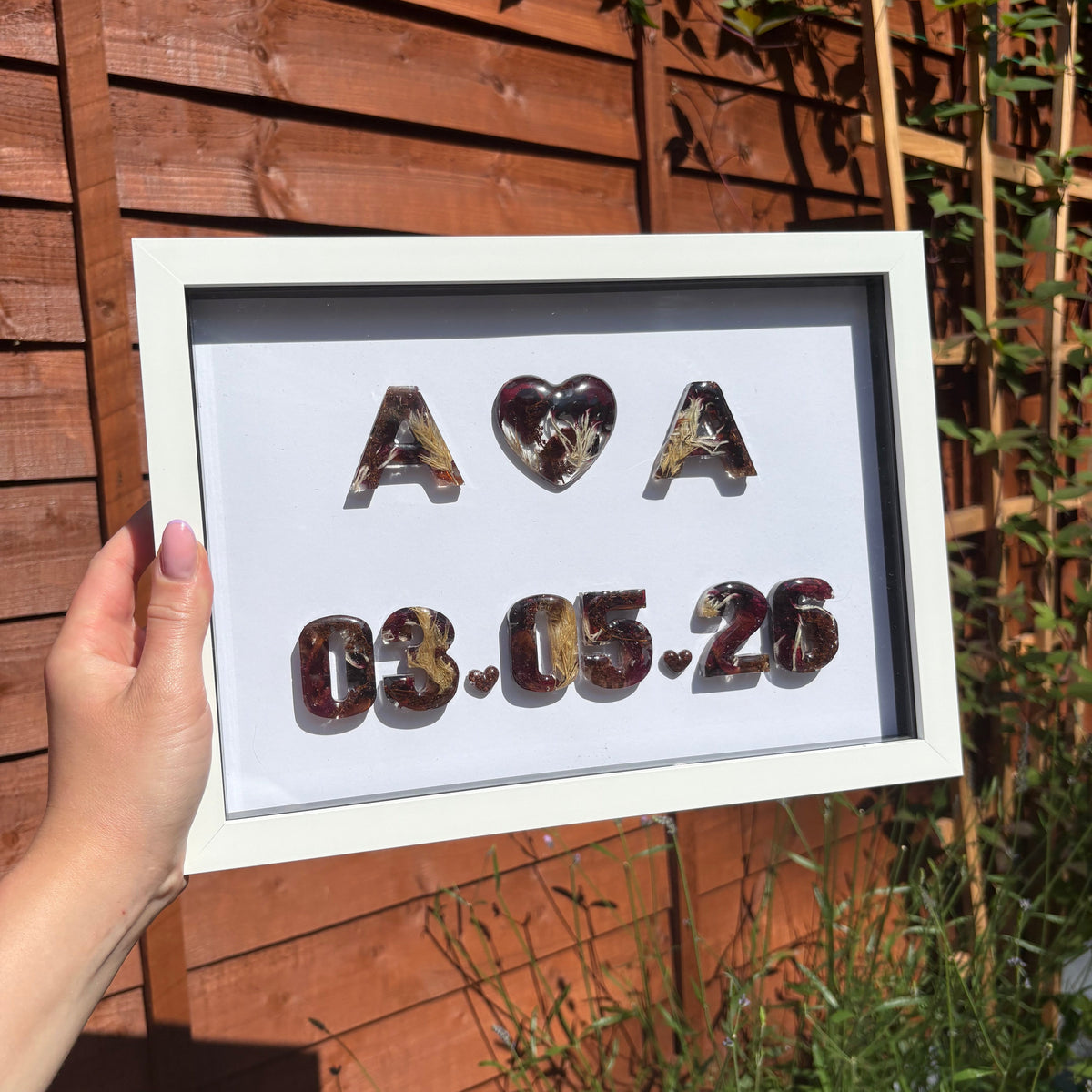 A4 'Heart' White or Black Initial Anniversary Date Frame