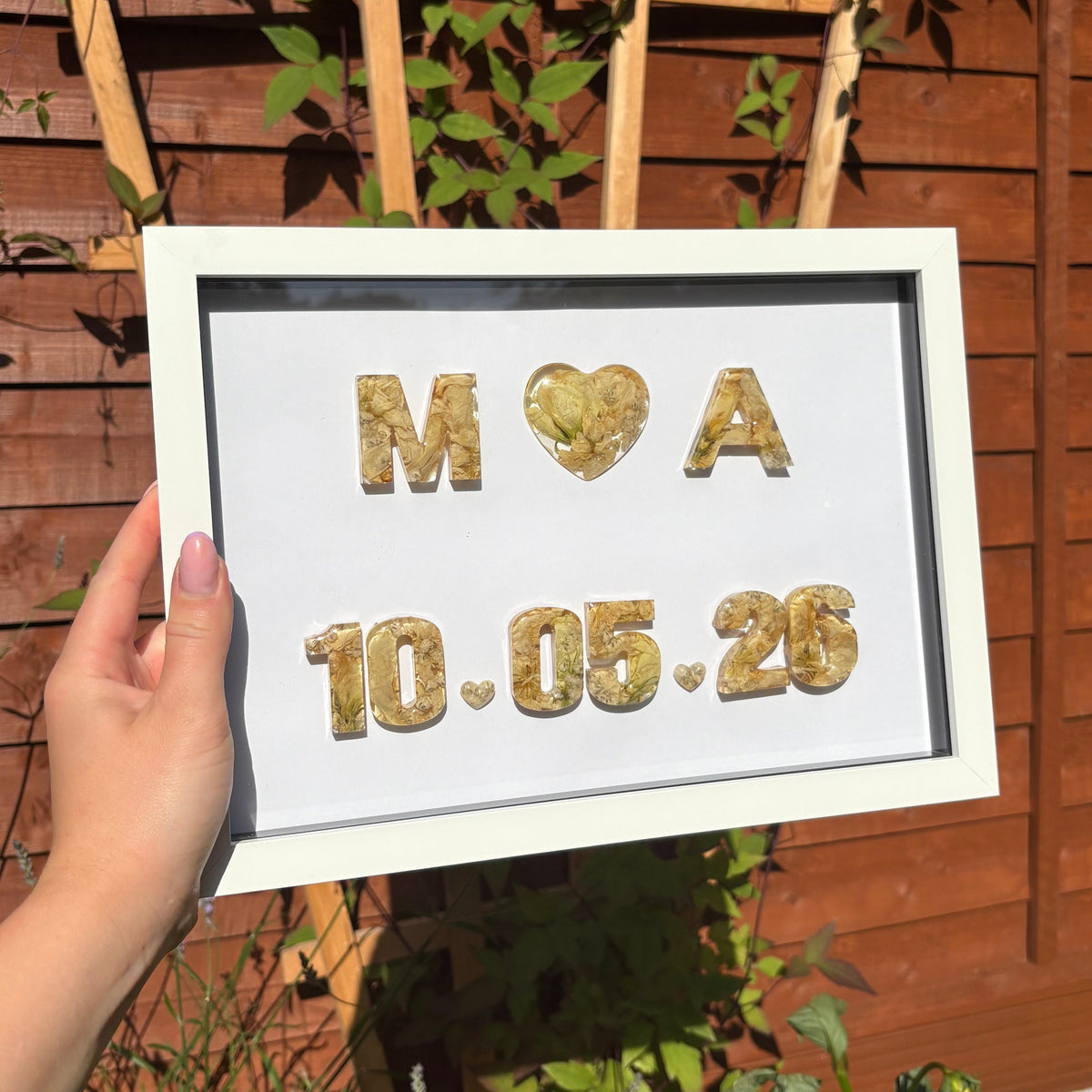 A4 'Heart' White or Black Initial Anniversary Date Frame