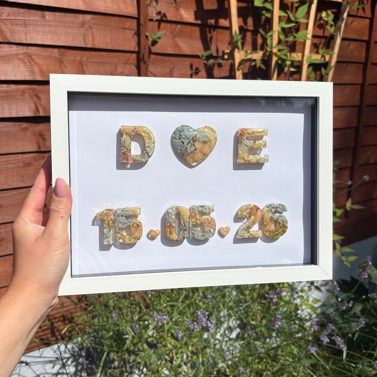 A4 'Heart' White or Black Initial Anniversary Date Frame