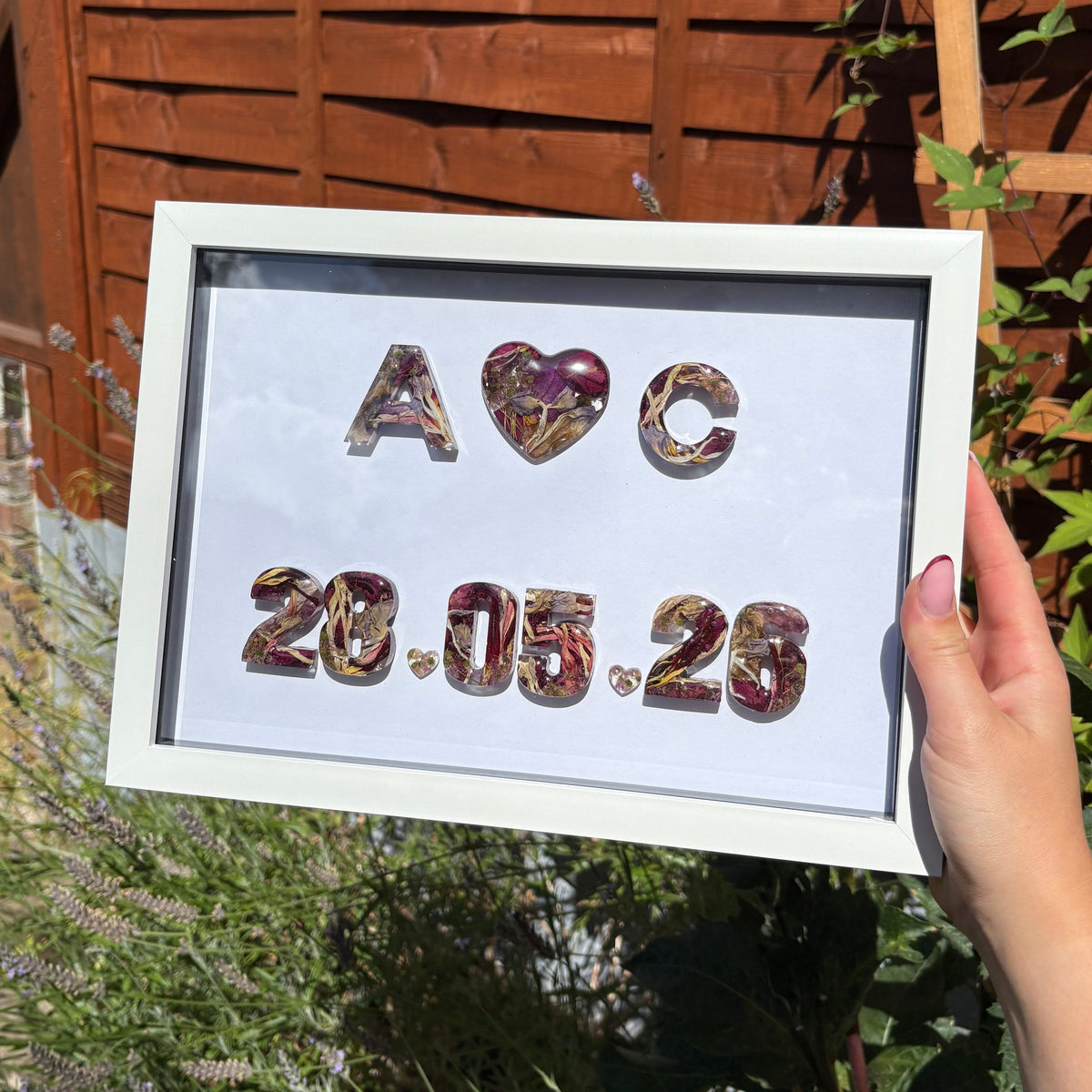 A4 'Heart' White or Black Initial Anniversary Date Frame